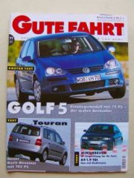 Gute Fahrt 11/2003 VW Golf5, Touran,A8 L 4.2 quattro,911 Cabrio