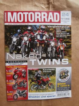 Motorrad 24/2006 Kawasaki Versys,Vergleichstest: Aprilia Tuono 1000R Factory vs. BMW R 1200R vs. Ducati Monster S4R