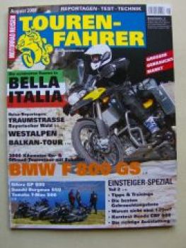 Motorrad Reisen Touren-Fahrer 8/2008 BMW F800GS, Gilera GP 800