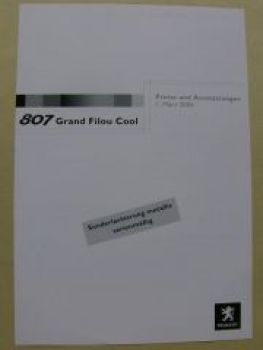 Peugeot 807 Grand Filou Cool Preisliste März 2004