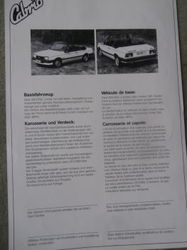 Hammond & Thiede Opel Ascona Cabriolet Prospektblatt Deutsch/Französisch