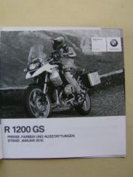 BMW R 1200 GS Prospekt Dezember 2009 +Preisliste NEU