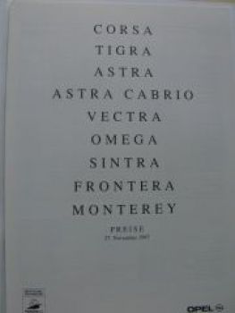 Opel Modell-Programm September 1997 +Preisliste 11/1997