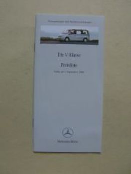 Mercedes Benz Preisliste V-Klasse BR638 September 2000