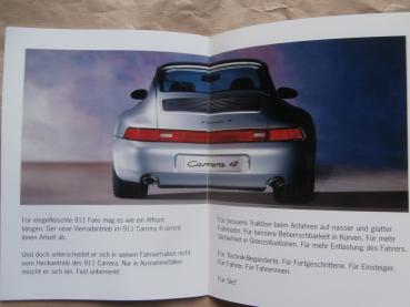 Porsche 911 Carrera 4 der neue 4-Rad Antrieb Prospekt September 1994 Typ 993