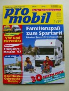 pro mobil 1/1997 VW LT, Bürstner Junior, Heku 580, Beier BMW Lin