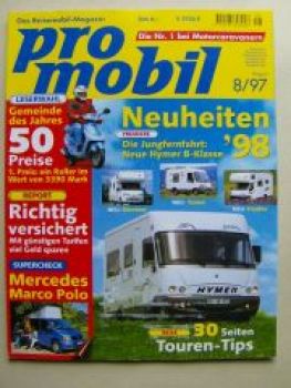 pro mobil 8/1997 Knaus, Frankia, Bürstner, V-Klasse Marco Polo