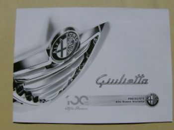 Alfa Romeo Giulietta Preisliste August 2010 NEU