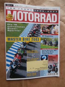 Motorrad 11/2003 Vergleichstest: Harley Sportster 883 vs. Moto Guzzi Breva vs. Yamaha Bulldog,