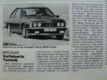 ADAC motorwelt August 1982 Nissan Sunny,BMW E24 6/1