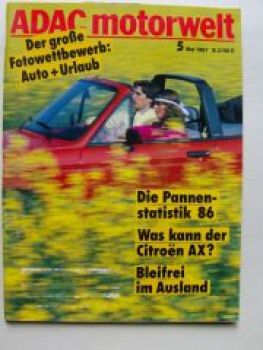 ADAC motorwelt Mai 1987 Citroen AX, Alfa 164, Audi 90,Alfa 33