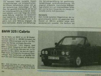 KFT 12/1988 Multicar, BMW 325i Cabrio E30, Honda Legend