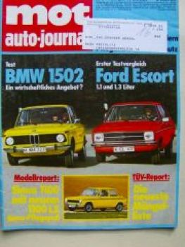 mot 8/1975 BMW 1502, Ford Escort 1.1, 1.3,Simca 1100/LX