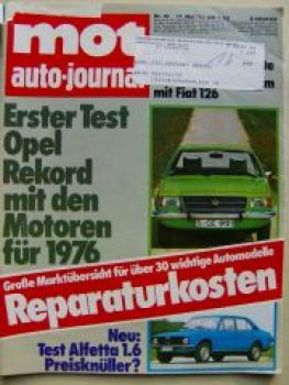 mot 10/1975 Opel Rekord, Dauertest: Fiat 126, Alfetta 1.6