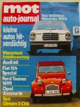 mot 1/1972 Mercedes 200D W114 im Dauertest, 2CV6,Vergleich