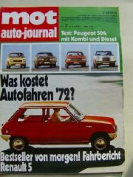 mot 3/1972 Peugeot 504 +Kombi +Diesel, Renault 5,Halogen H4