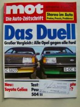 mot 2/1978 Peugeot 504TI, Toyota Celica, Vergleich Ford vs. Opel