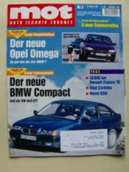mot 5/1994 Opel Omega 2.5TD vs. 525tds E34, 316i Compact E36/5