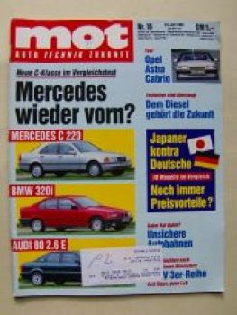 mot 14/1993 Vergleich: C220 vs. BMW 320i E36 vs. Audi 80 2.6E
