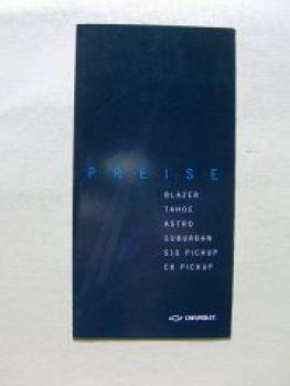Chevrolet Preisliste Blazer Tahoe Astro Suburban S10 +CK März 19