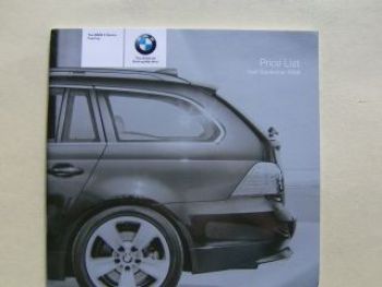 BMW 5 Series Touring Price List E61 September 2008 NEU