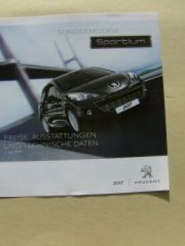 Peugeot 207 Sportium Preisliste Juli 2010 NEU