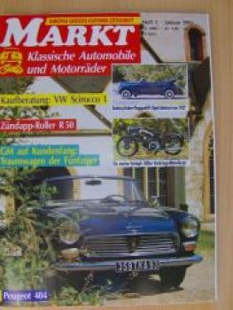 Markt 1/1991 Opel Admiral 1937, Peugeot 404, VW Scirocco 1