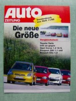 Auto Zeitung 11/1999 Toyota Yaris gegen Corsa 1.2 206 1.1 Clio 1