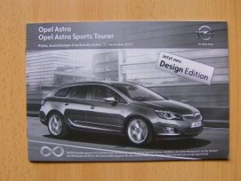 Opel Astra +Sports Tourer Preisliste November 2010