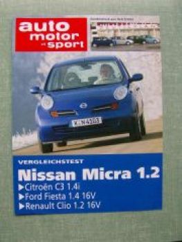 AMS 2/2003 Nissan Micra 1.2 gegen Citroen C3 1.4i Fiesta 1.4 16V