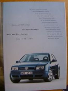 VW Bora +Variant Sport Edition September 2000 NEU