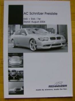 AC Schnitzer Preisliste 7er E65 E66 8/2004 NEU