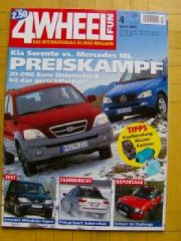 4 Wheel Fun 4/2003 Subaru Baja, Pajero, Sorento vs.ML W163