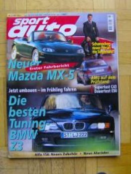 sport auto 2/1998 BMW Z3, Mazda MX-5,C43, Dauertest E50