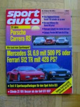 sport auto 2/1993 Mercedes SL6.9 R129 vs. Ferrari 512TR