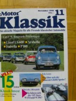 Motor Klassik 11/1990 Maserati Ghibli Spydrer, Lloyd LS600, P100