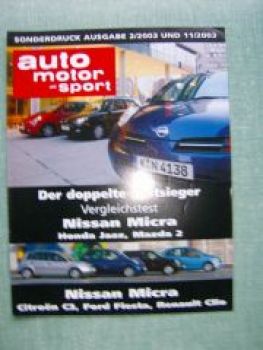 AMS 2/2003 +11/2003 Nissan Micra gegen Jazz Mazda 2 C3 Fiesta un