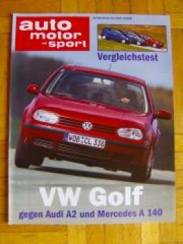 AMS 10/2000 VW Golf4 gegen Audi A2 Mercedes A140 BR168