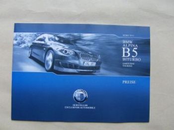 Alpina B5 Biturbo Limousine Touring F10 F11 Preisliste März 2011