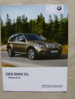 BMW Preisliste X5 xDrive35i, 50i,30d,40d E70 April 2011 NEU