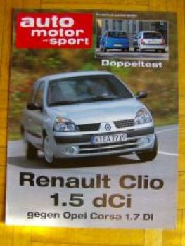 AMS 20/2001 Renault Clio 1.5dCi gegen Opel Corsa C 1.7DI