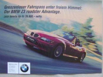 BMW Z3 roadster Avantage Schweiz Prospektblatt Rarität!