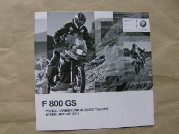 BMW F800 GS Preisliste Januar 2011