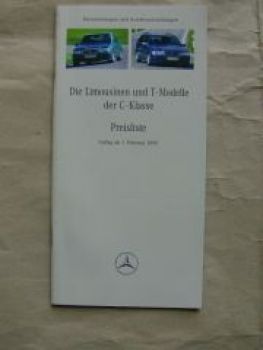 Mercedes Benz Preisliste C-Klasse Limousine T-Modell W202 +AMG