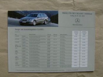Mercedes Benz Preisliste E-Klasse T-Modelle Juli 2003 +AMG