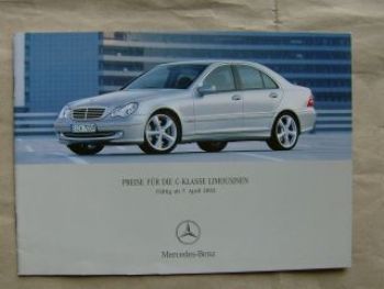 Mercedes Benz Preisliste C-Klasse Limousinen W203 7.4.2003
