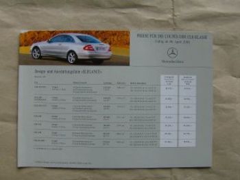 Mercedes Benz Preisliste CLK-Klasse Coupès 28.April 2003 BR209