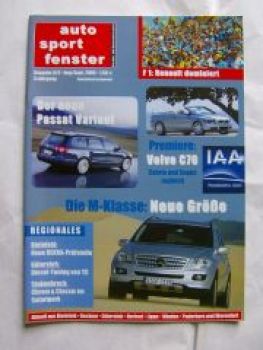 auto sport fenster 8/9 2005 Volvo C70, M-Klasse BR164,VW Passat