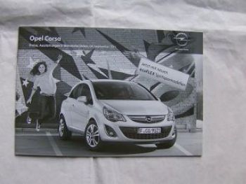 Opel Corsa D Preisliste September 2011 NEU