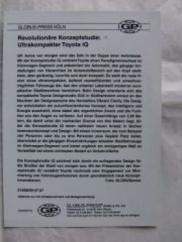Toyota iQ  concept Konzeptstudie Pressefoto Rarität